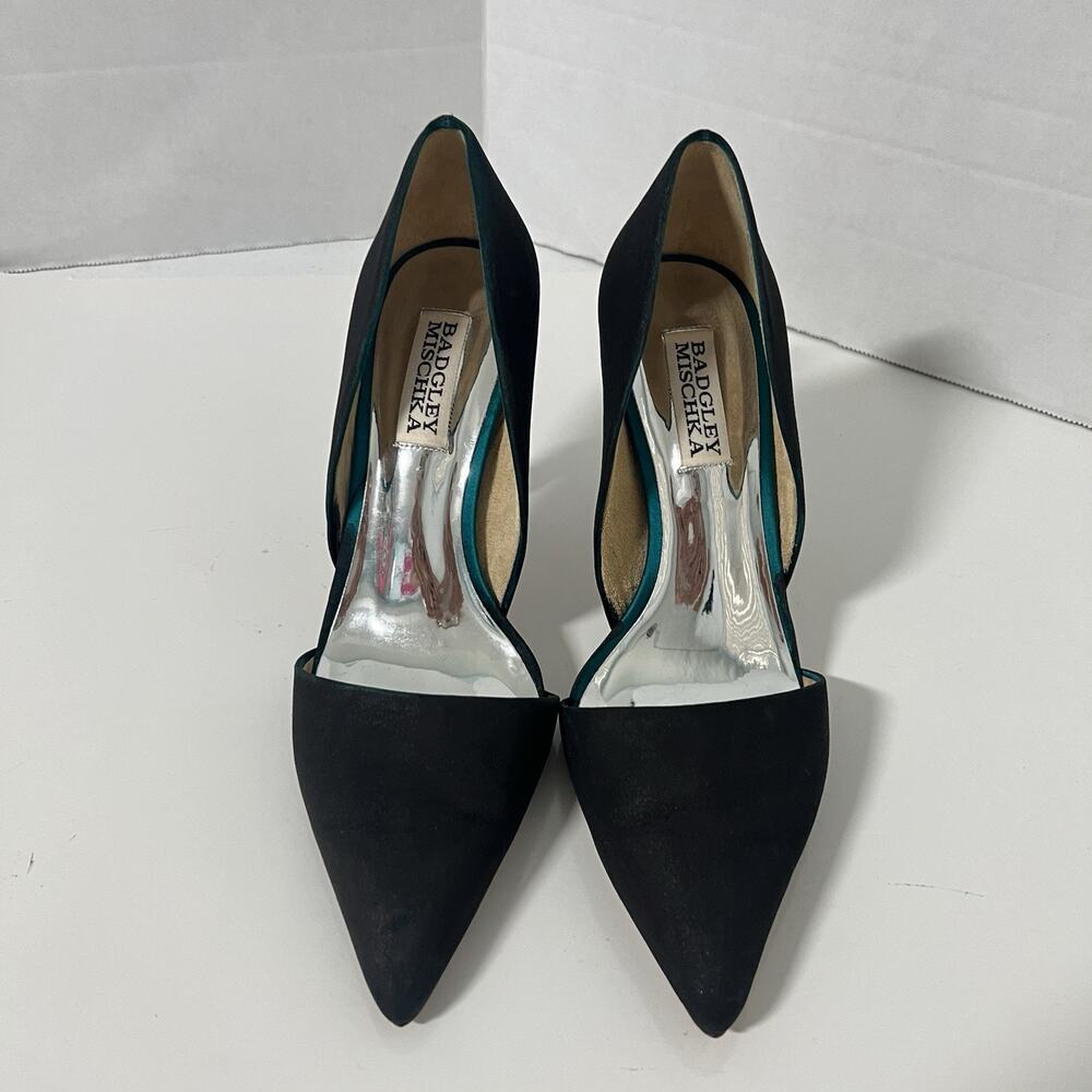 Badgley Mischka Emily Satin d'Orsay Pumps Size 6 Crystal Studded Stilettos - Picture 4 of 12